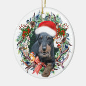 Jagdterrier, Vrolijk kerstfeest Keramisch Ornament (Links)