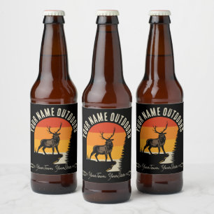 Jagen ADD NAME Buiten Herten Elands Wildernis Kamp Bier Etiket