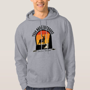 Jagen ADD NAME Buiten Jacht Herten Wildernis Kamp Hoodie
