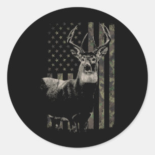 Jagen Camo Amerikaanse vlag herten Ronde Sticker
