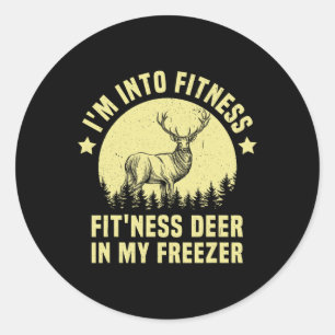 Jagen Ik ben in Fitness Herten Vriezer Grappige Ja Ronde Sticker