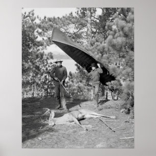 Jagen in de Adirondacks, 1902. Antieke foto Poster
