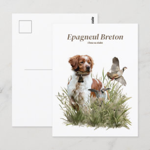 Jagen met een Bretonse hond, Art Briefkaart