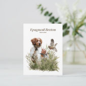 Jagen met een Bretonse hond, Art Briefkaart (Staand voorkant)