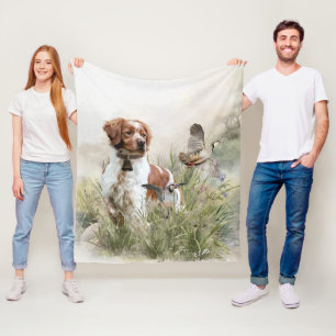 Jagen met een Bretonse hond, Art Fleece Deken
