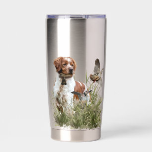 Jagen met een Bretonse hond, Art Geïsoleerde Drinkbeker