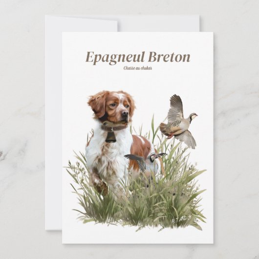 Jagen met een Bretonse hond, Art Kaart (Voorkant)