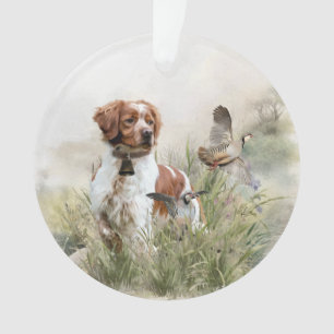 Jagen met een Bretonse hond, Art Ornament