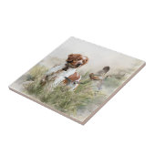 Jagen met een Bretonse hond, Art Tegeltje (Zijkant)