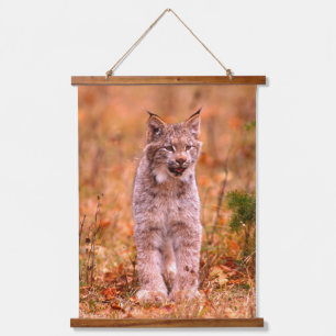 Jagen met een rode lynx   Herfstbos Hangend Wandkleed
