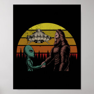 Jagen op alien en Bigfoot Sasquatch Poster
