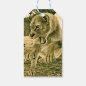 Jagen op leeuwin cadeaulabel (Achterkant)