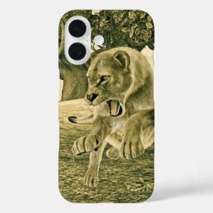 Jagen op leeuwin iPhone 16 hoesje
