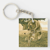 Jagen op leeuwin sleutelhanger (Voorkant)