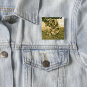 Jagen op leeuwin vierkante button 5,1 cm (In situ)