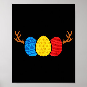 Jagen op paaseieren herten geweien grappige eierja poster