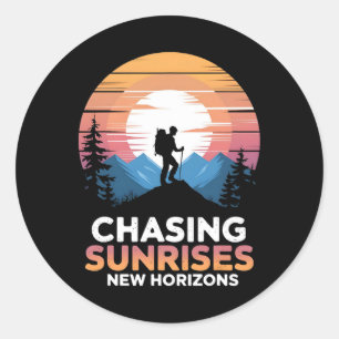 Jagen op zonsopgangen Nieuwe Horizonnen Buiten Wan Ronde Sticker