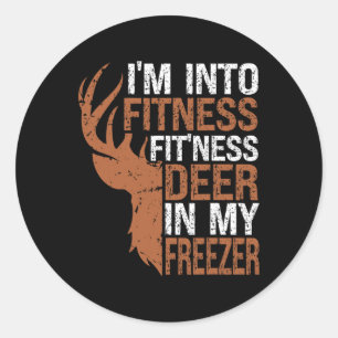 Jagen-shirt Ik ben in Fitness Deer Freezer Funny Ronde Sticker