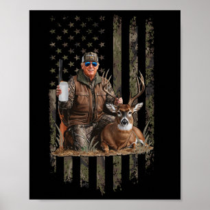Jagen Trump Camouflage Amerikaanse vlag herten jag Poster