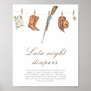 Jager baby shower - Spel met luiers voor de late n Poster