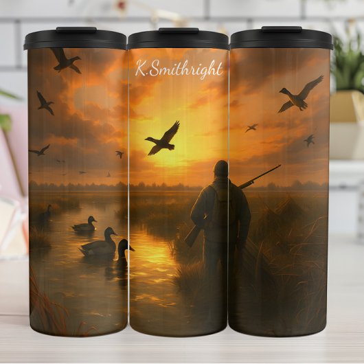 Jager bij Sunset Marsh met eenden Thermosbeker