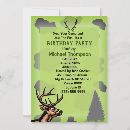 Jager Camouflage Verjaardagsfeestje Kaart (Voorkant)