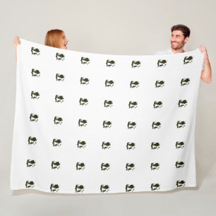 Jager en honden silhouetpatroon in vintage stijl fleece deken