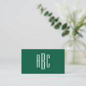 Jager groen eenvoudig drieletterig monogram visitekaartje (Staand voorkant)