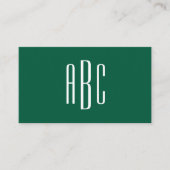 Jager groen eenvoudig drieletterig monogram visitekaartje (Voorkant)
