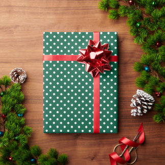 Jager groen en witte polka stippen cadeaupapier