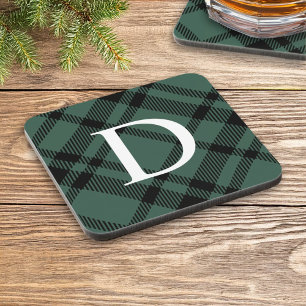 Jager groen tartan geruit aangepast monogram initi bier onderzetter