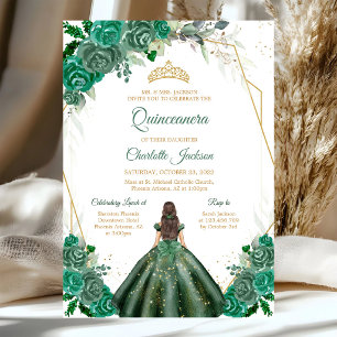Jager groene Quinceanera uitnodiging