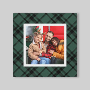Jager groene tartan geruite patroon Kerst foto  Canvas Afdruk