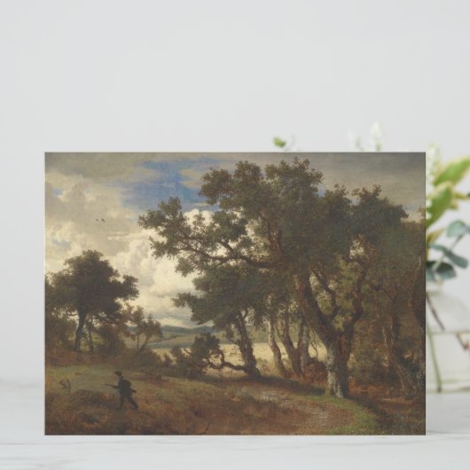 Jager in een landelijk landschap kaart (Staand voorkant)