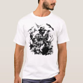 Jager omringd door wilde dieren t-shirt (Voorkant)