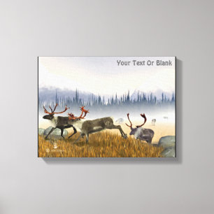 Jagers in de mist (kariboe) canvas print