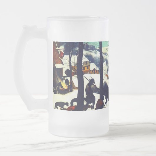Jagers in het Sneeuwlandschap Pieter Bruegel Matglas Bierpul (Links)