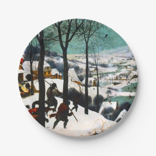 Jagers in het Sneeuwlandschap Pieter Bruegel Papieren Bordje