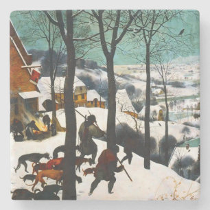 Jagers in het Sneeuwlandschap Pieter Bruegel Stenen Onderzetter