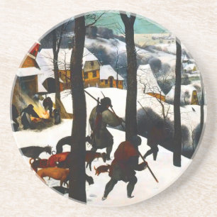 Jagers in het Sneeuwlandschap Pieter Bruegel Zandsteen Onderzetter