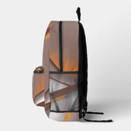 Jagged Edge Concentrische Aarde Tone Ombre Art Bedrukte Rugzak (Rechts)