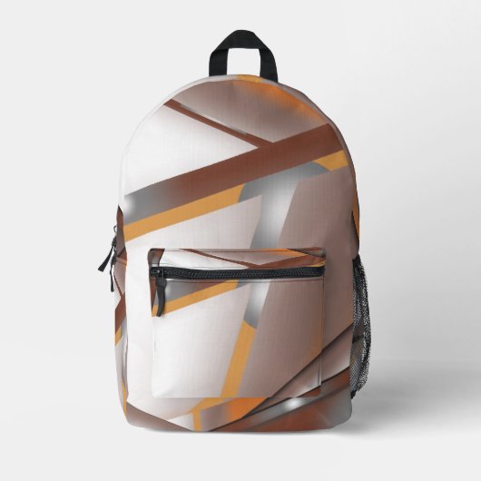 Jagged Edge Concentrische Aarde Tone Ombre Art Bedrukte Rugzak (Voorkant)