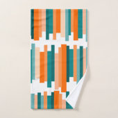 Jagged Lines - Blauwgroen en Oranje Bad Handdoek (Handdoek)