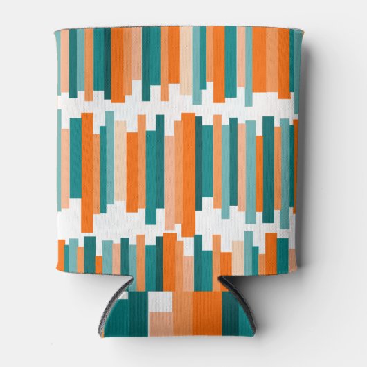 Jagged Lines - Blauwgroen en Oranje Blikjeskoeler (Voorkant)