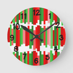 Jagged Lines - rood en groen Ronde Klok