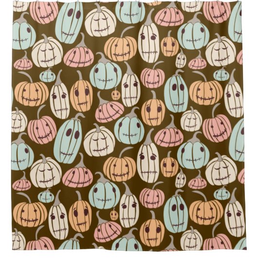 Jagged Little Jack-O-Lantern Pastel Pumpkins Douchegordijn (Voorkant)