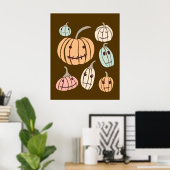 Jagged Little Jack-O-Lantern Pastel Pumpkins Poster (Thuiskantoor)