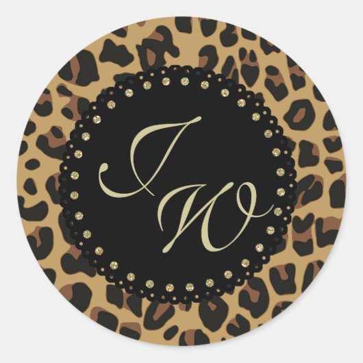 Jaguar Afdrukken Monogram Envelop Seal Ronde Sticker (Voorkant)