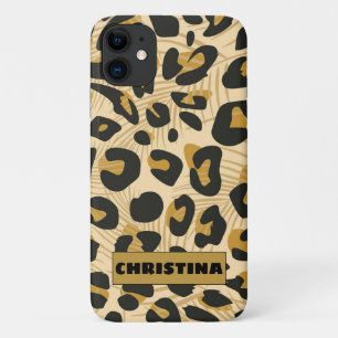 Jaguar Animal Print gepersonaliseerde naam iPhone 11 Hoesje