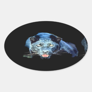 Jaguar - Black Panther Cat Ovale Stickers
